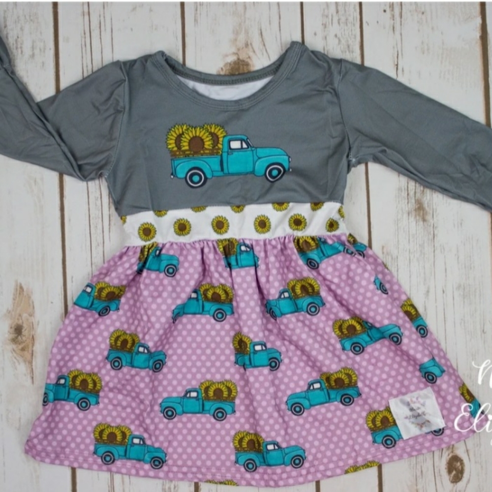 Sunflower vintage style dress Marie Elizabeth little girls boutique clothes
